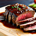 **

"A close-up of slow-cooked chuck roast ("aguja") being shredded with two forks, bathed in a rich, dark soy sauce glaze. The beef is tender and glistening, resting on a wooden cutting board. Background: blured shot of organic vegetables, like onions and carrots. safe for work, appropriate content, fully clothed, professional food photography, high detail, natural lighting."

**