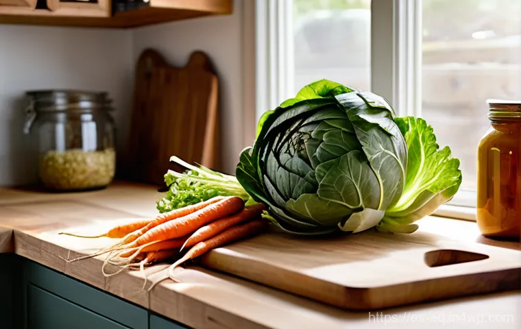 가정용 발효기 사용법 및 팁 - Image Prompt 1: The Artisan's Kitchen: Preparing Fermented Vegetables**