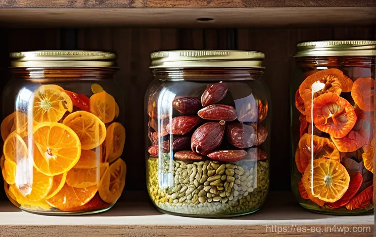 가정에서 쉽게 따라 할 수 있는 보존법 - **Prompt 2: Homemade Preserves and Pickles**
    "A cozy, rustic kitchen counter scene, bathed in wa...
